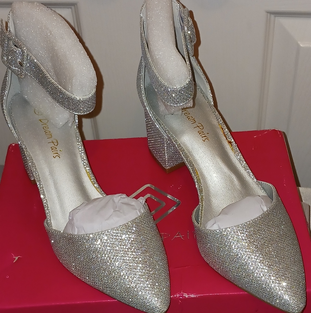 Evening Shoes Ankle Strap 7.5 Silver